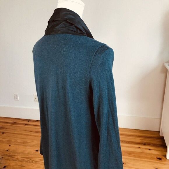 Whyci Milano Teal Lana Wool Knit Sweater Dress EU 44 US L Cowl NEW - Picture 10 of 12